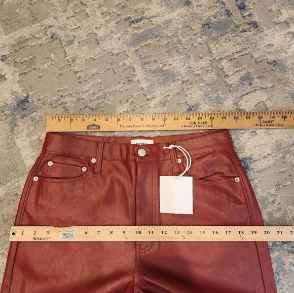 NWT Pistola Red Faux Leather Cassie High Rise Straight Pant Carmine Size 31 (12) - Picture 5 of 16